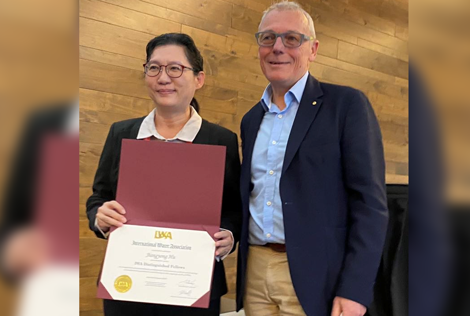 Congratulations to Professor Hu Jiangyong, <br> NERI’s Deputy Director, on being honoured as<br> a Distinguished Fellow of the<br> International Water Association (IWA)!