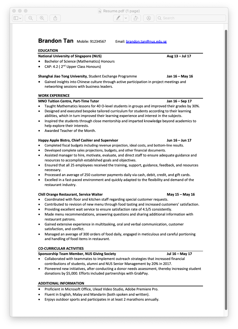 View Resume PDF