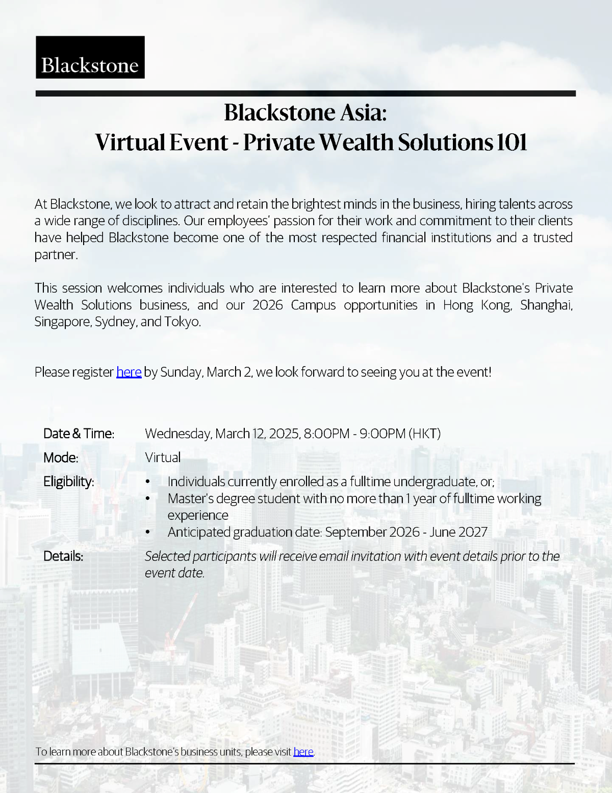 Blackstone Asia:Virtual Event -Private Wealth Solutions 101 EDM image