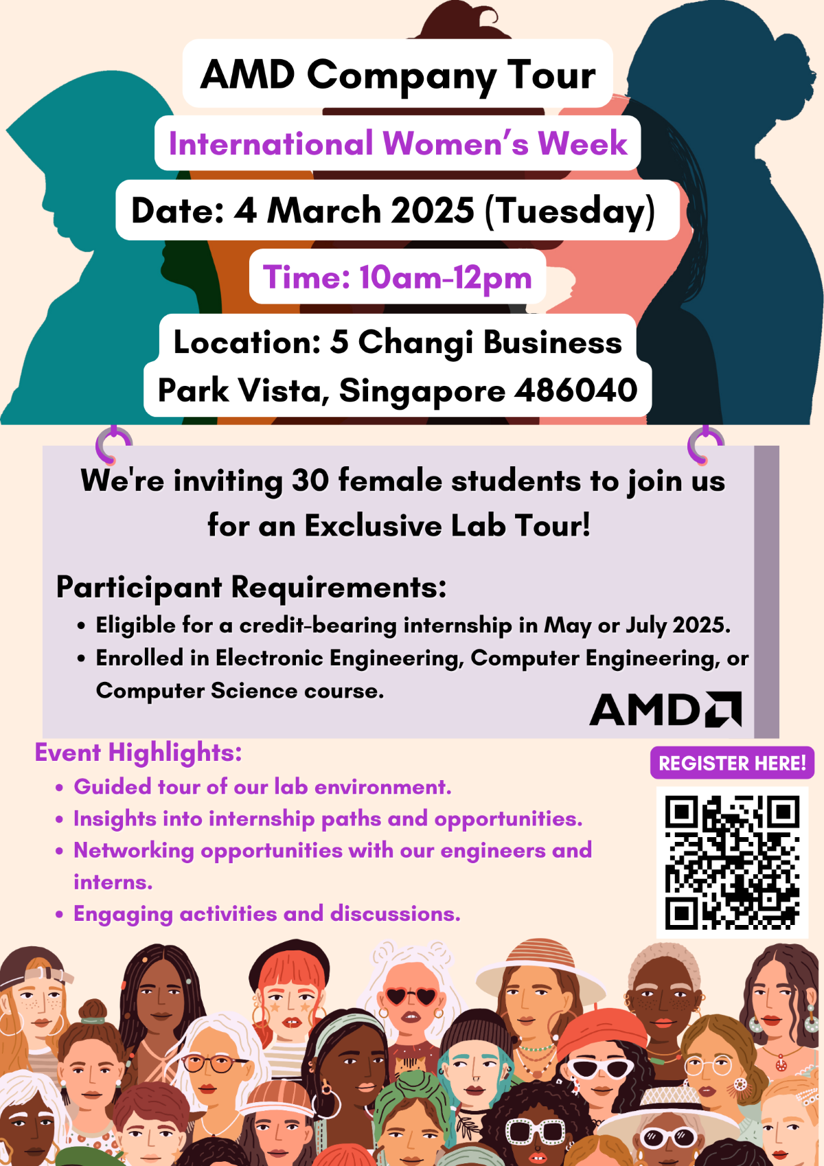 AMD Company Tour for Female Students during International Women's Week EDM image