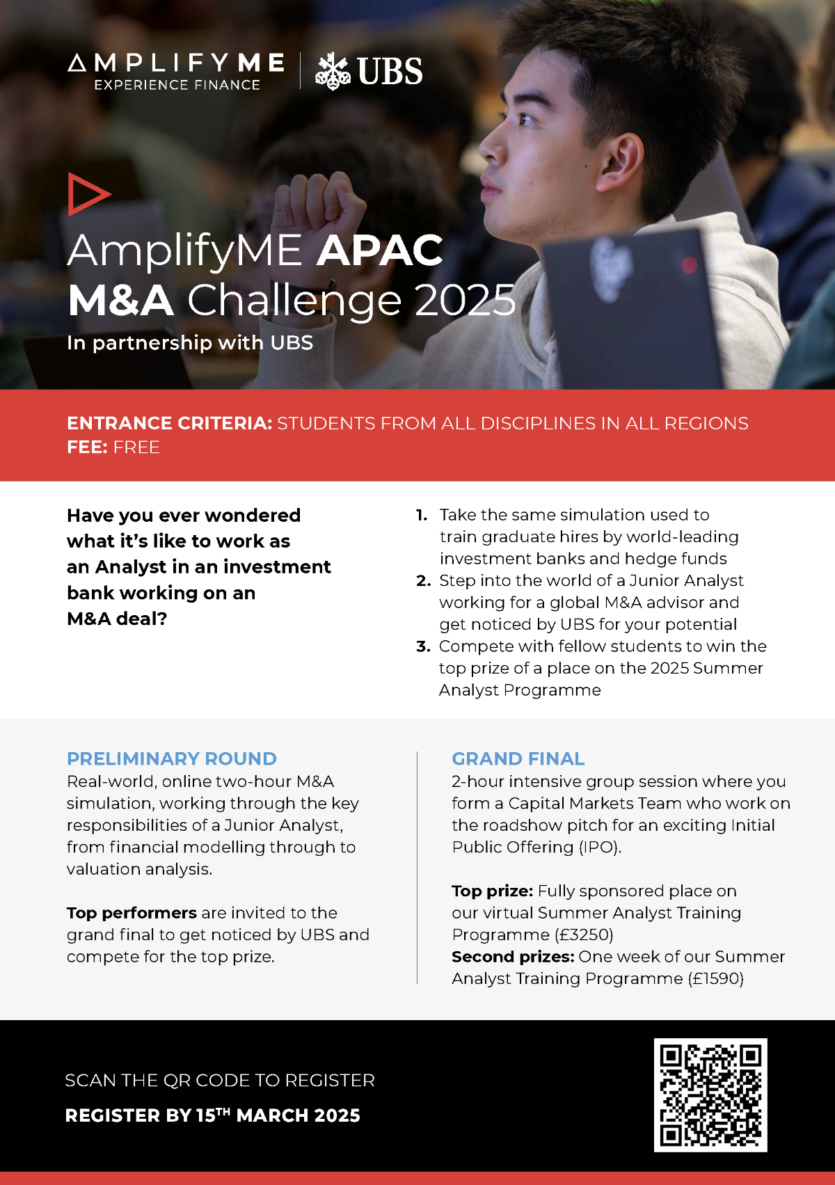AmplifyME APAC M&A Challenge 2025 in partnership with UBS EDM image