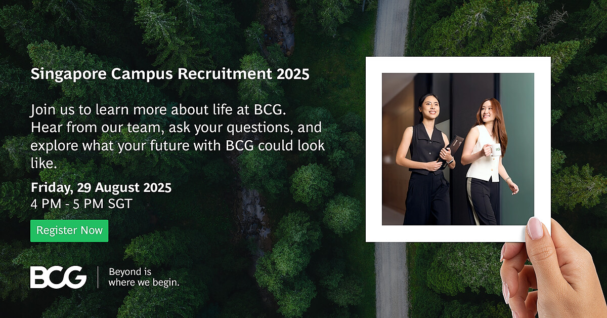 BCG Singapore Campus Recruitment 2025 EDM image