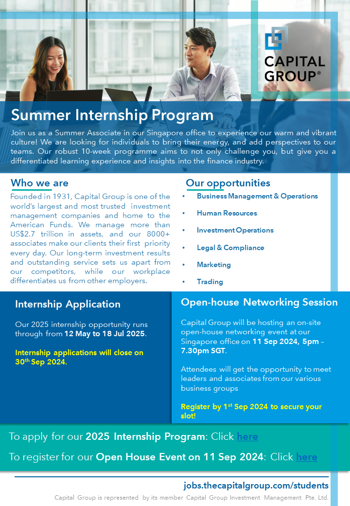 2025 Capital Group Summer Internship Open House EDM image