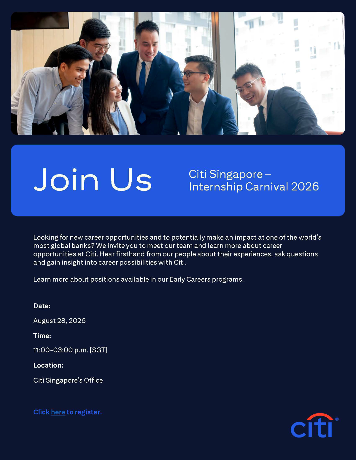 Citi Singapore – Internship Carnival 2026 EDM image