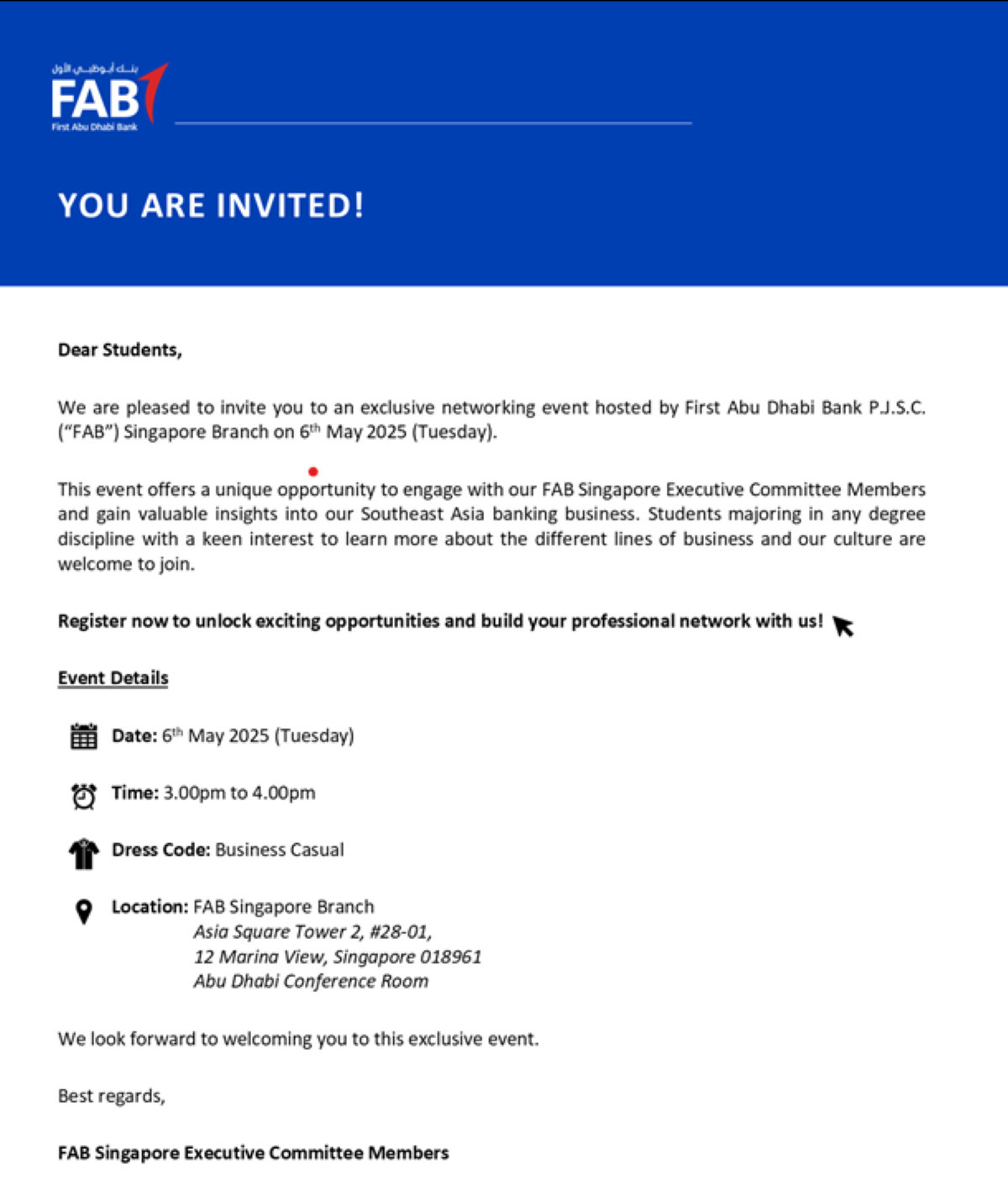 Exclusive Networking with FAB Singapore Executive Committee Members! EDM image