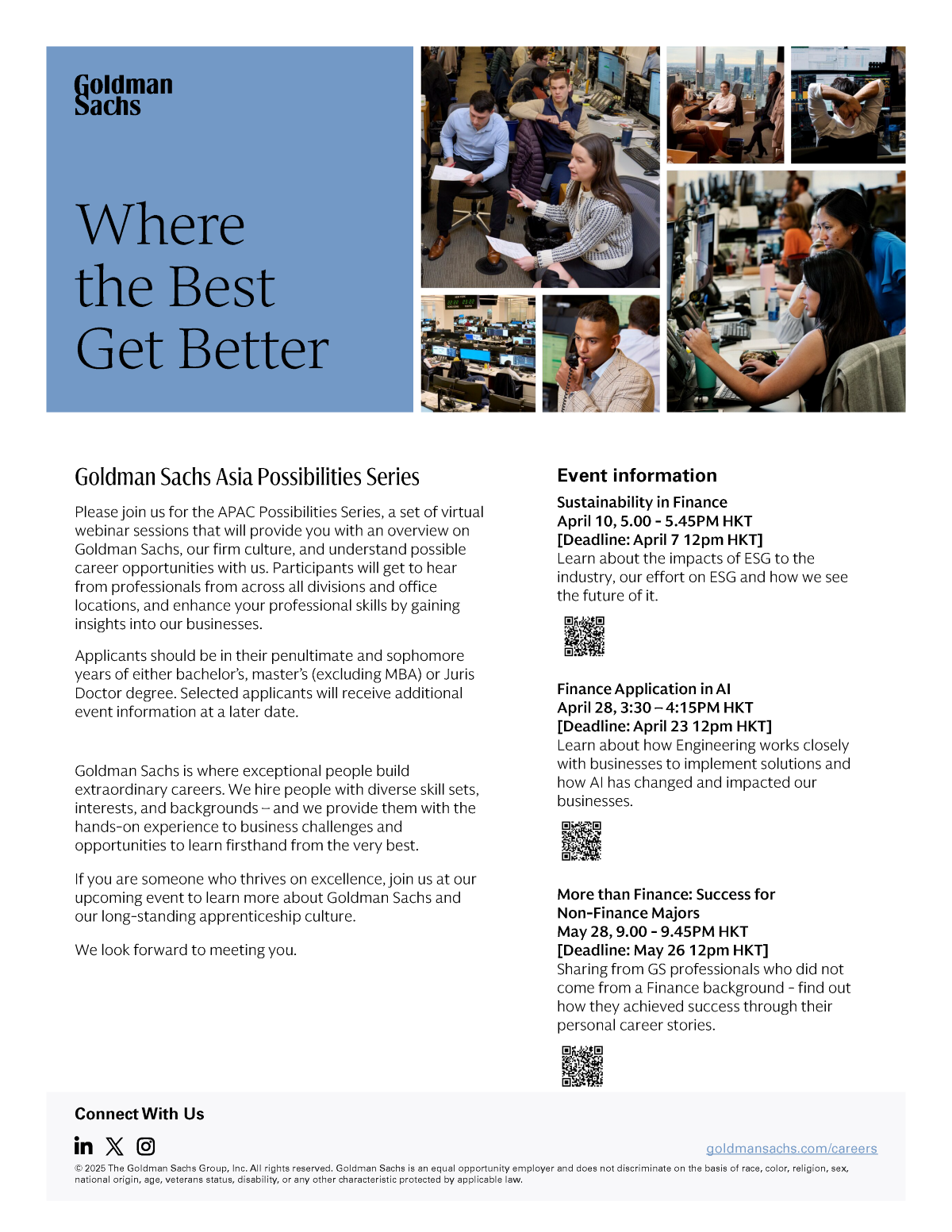 Goldman Sachs Asia Possibilities Series - More than Finance: Success for Non-Finance Majors EDM image