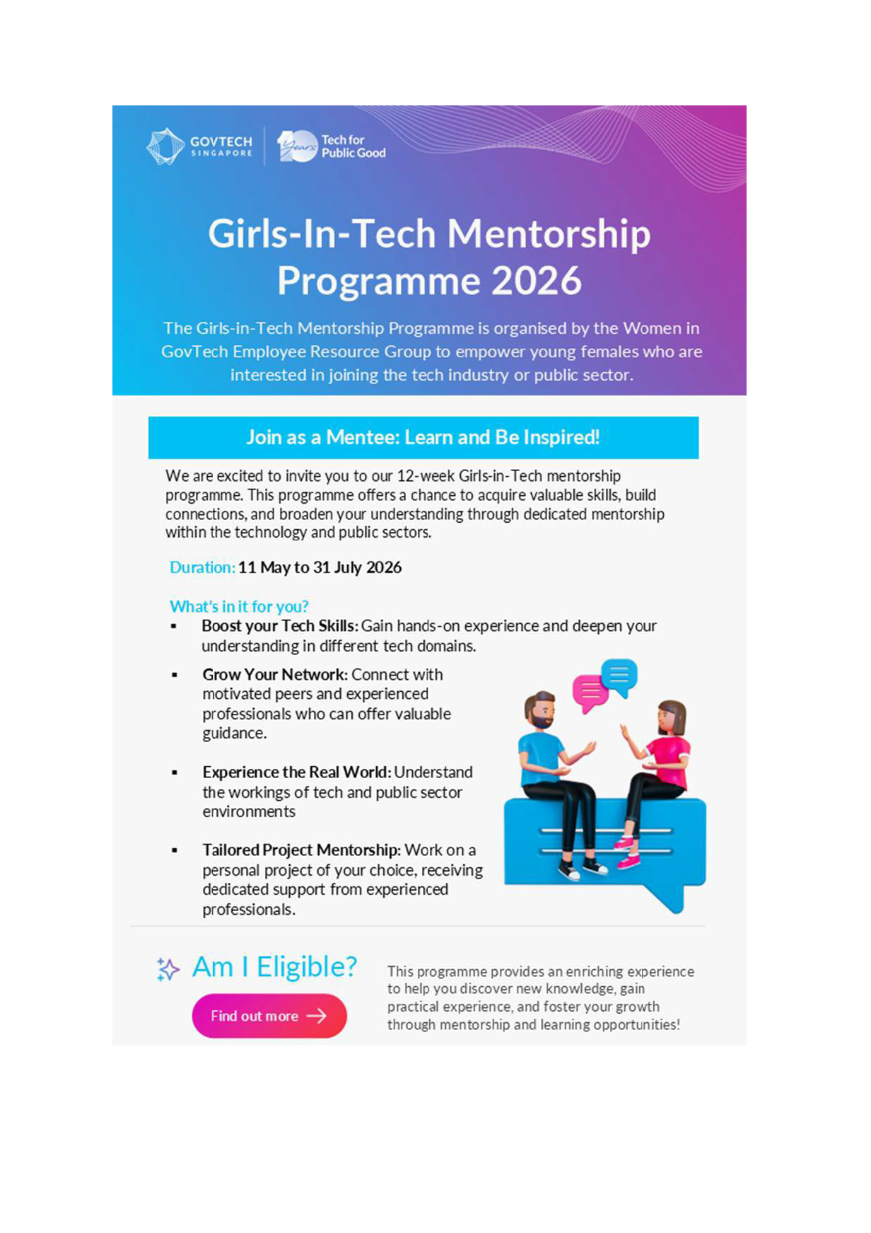 GovTech Girls in Tech Mentorship Programme 2026 EDM image