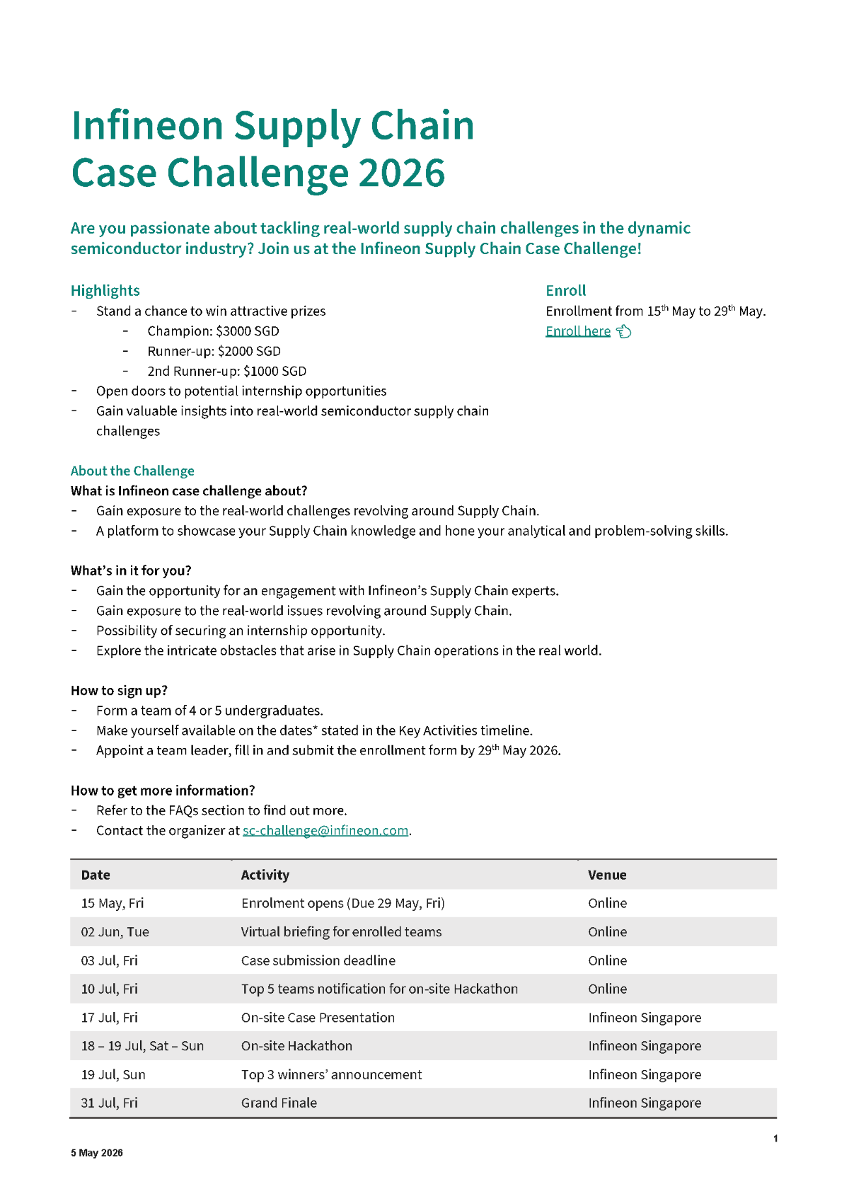 Infineon Supply Chain Case Challenge 2026  EDM image