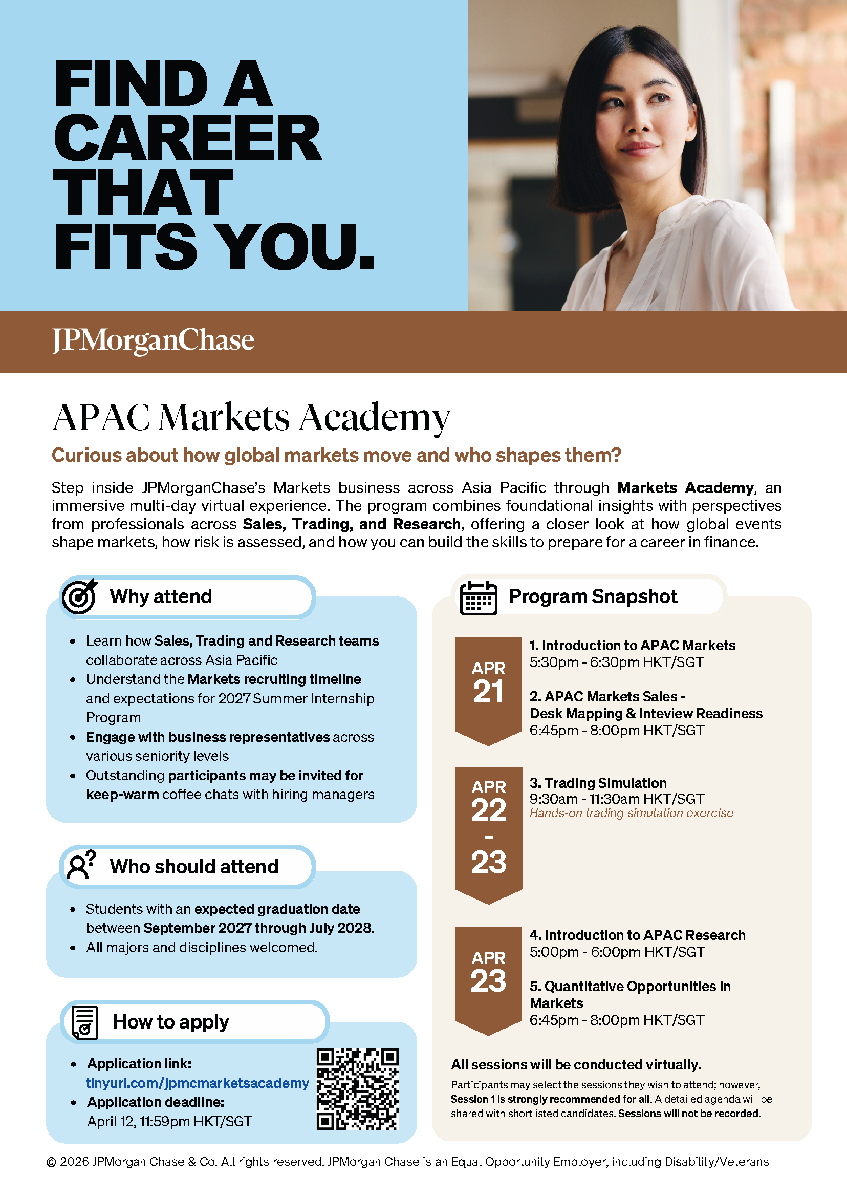 JPMorganChase: APAC Markets Academy | Commercial & Investment Bank, Markets (Sales, Trading & Research) EDM image