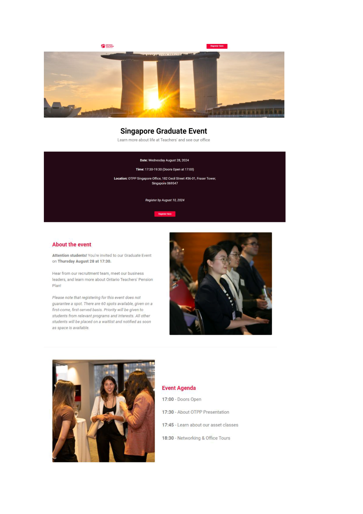 Ontario Teachers' Pension Plan Singapore Graduate Event EDM image