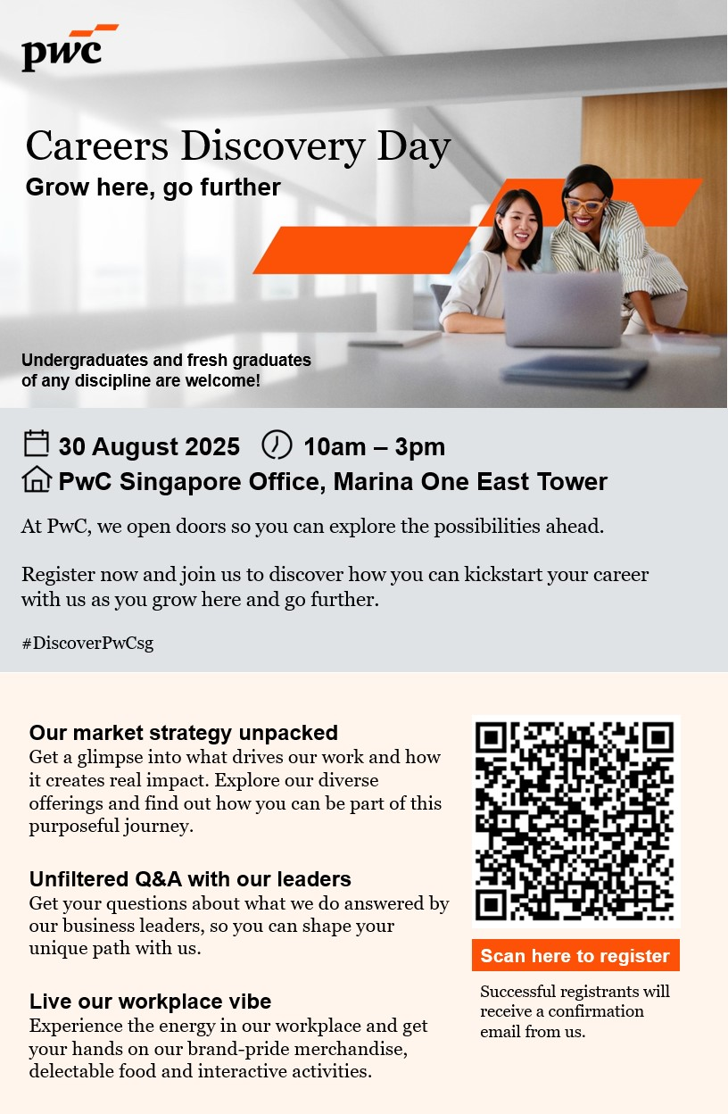 Save the Date - PwC Singapore's Careers Discovery Day 2025 EDM image