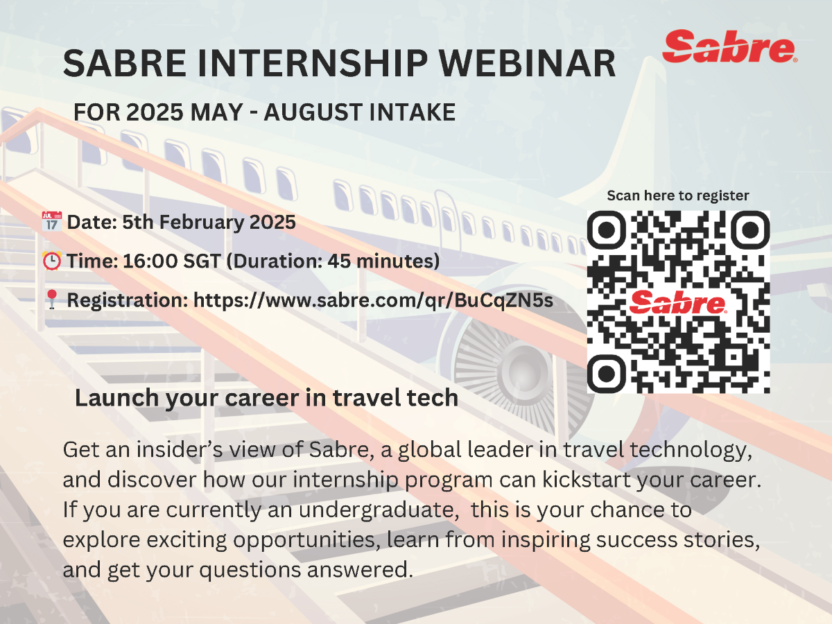 Sabre Internship Webinar (For 2025 May - August Intake) EDM image