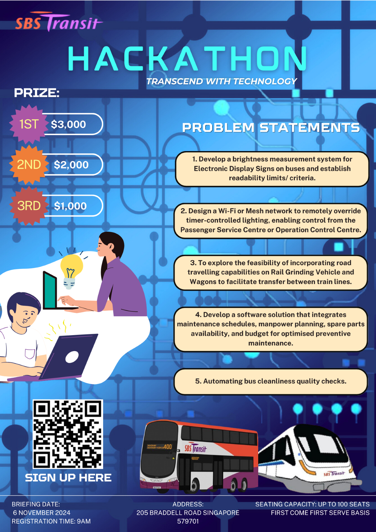 SBS Transit Hackathon 2024 EDM image