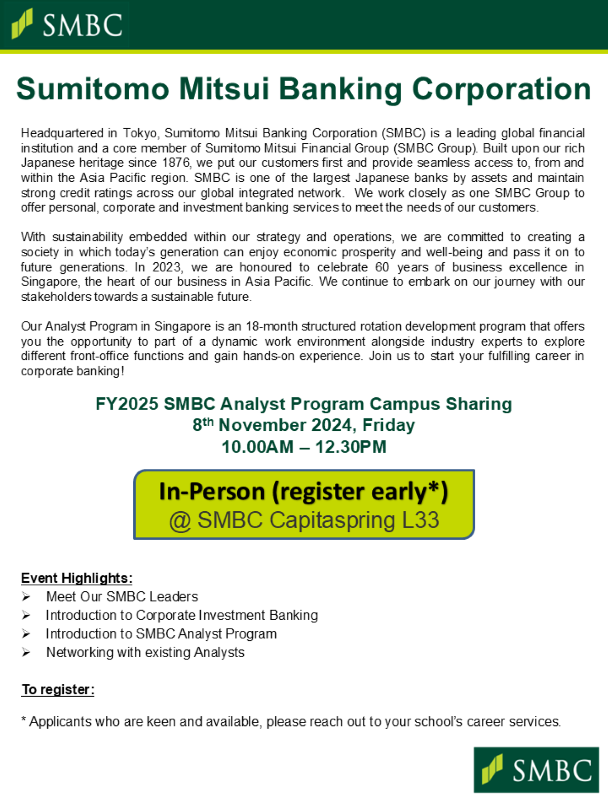 FY2025 SMBC Analyst Program Campus Sharing EDM image