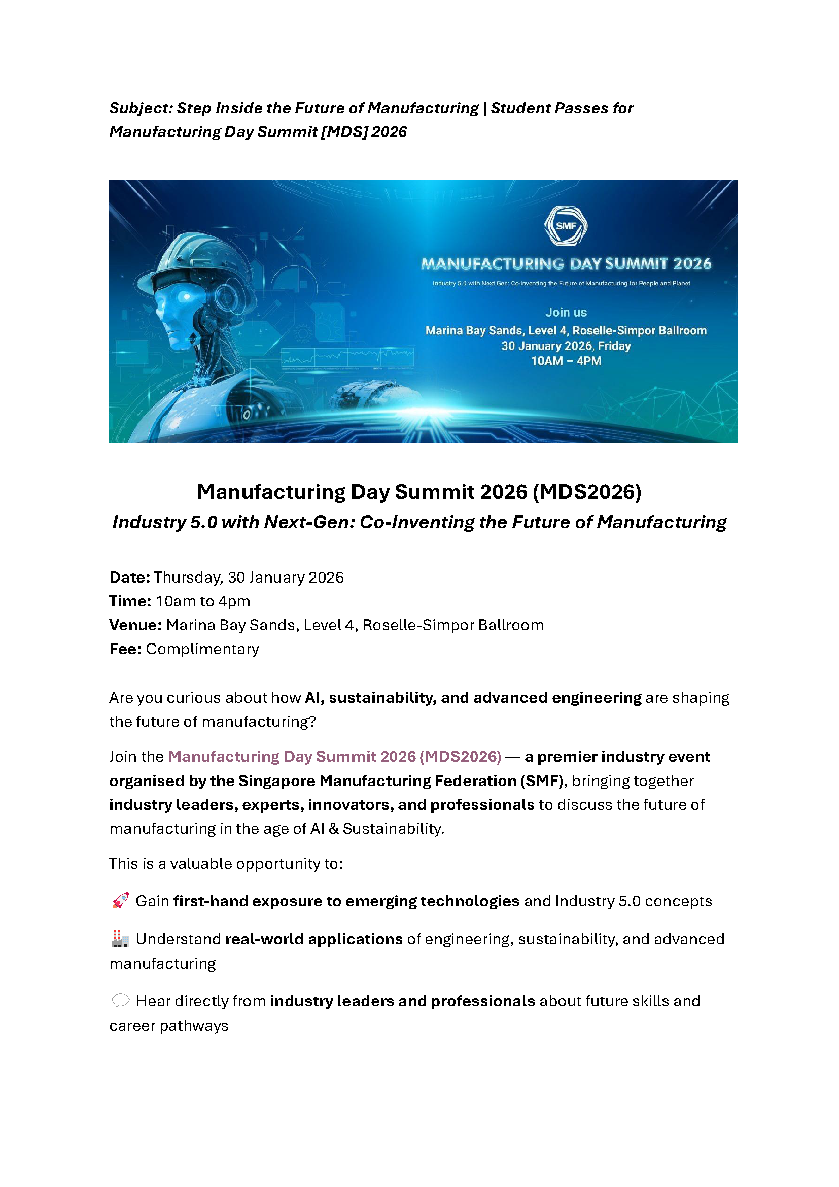 [SMF] Step Inside the Future of Manufacturing | Manufacturing Day Summit [MDS] 2026 EDM image