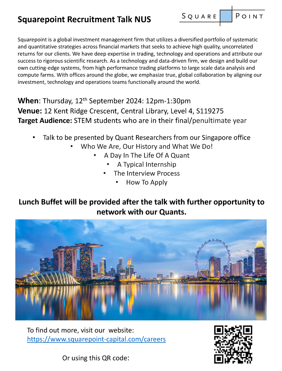 Squarepoint Recruitment Talk NUS EDM image