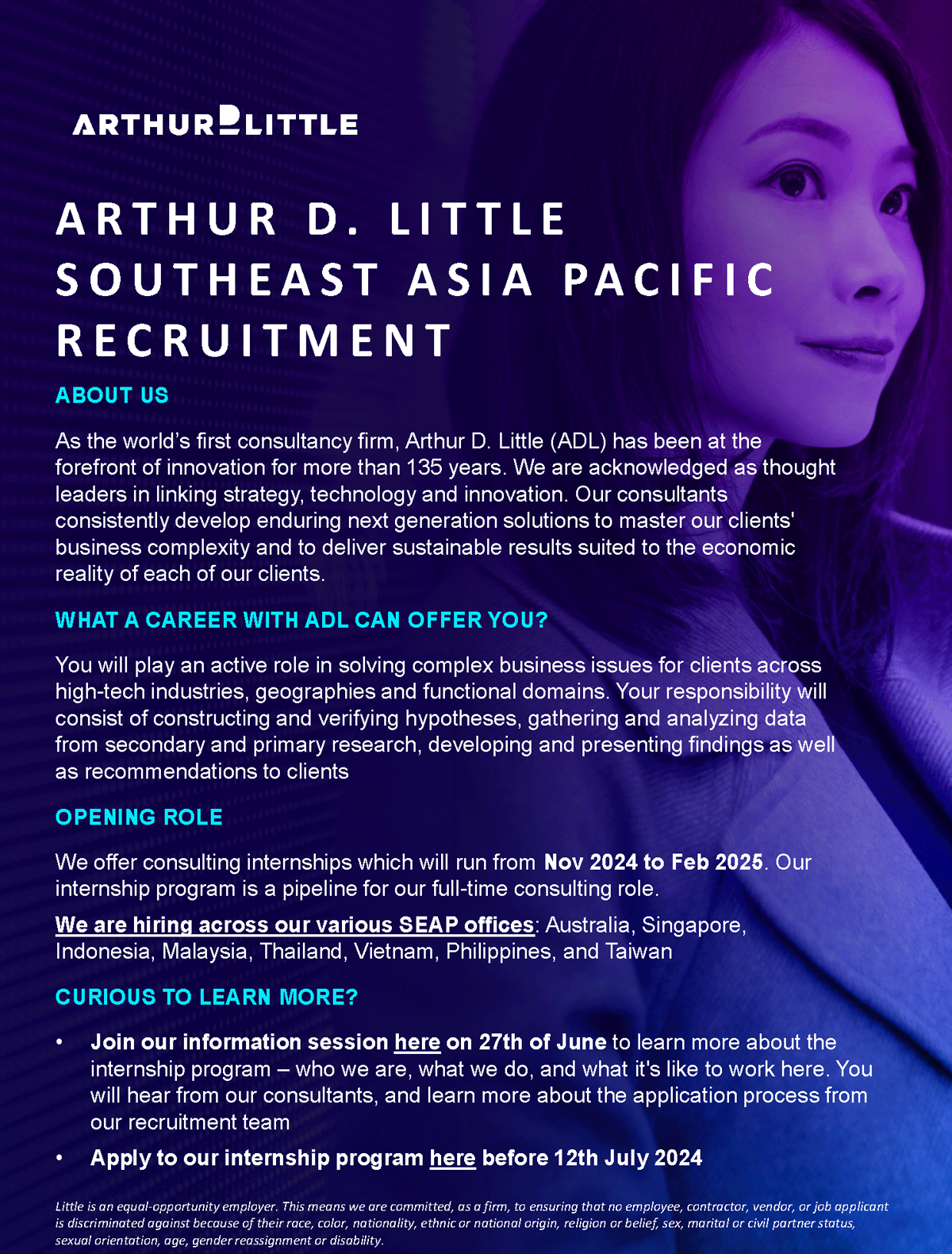 Arthur D Little SouthEast Asia Pacific Recruitment Event EDM image