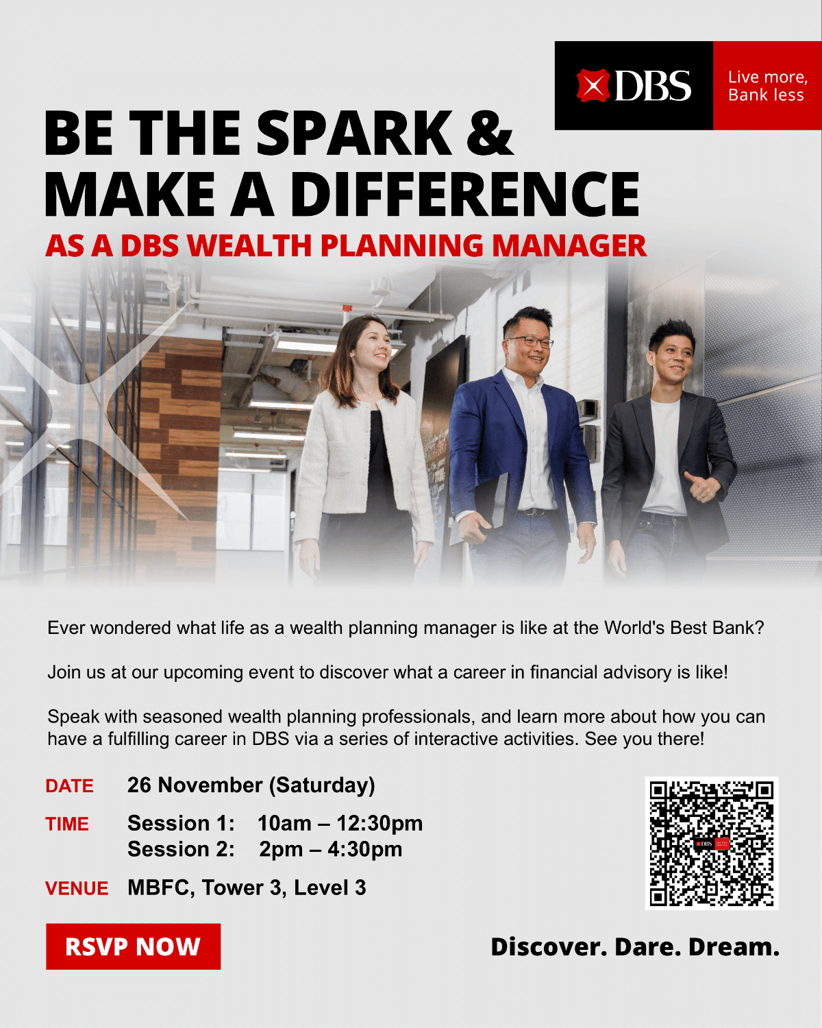 Be The Spark & Make A Difference, As A DBS Wealth Planning Manager EDM image