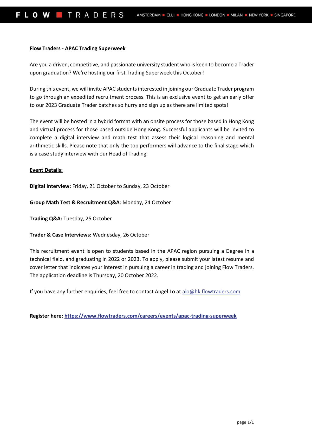 Flow Traders APAC Trading Superweek NUS Centre for Futureready