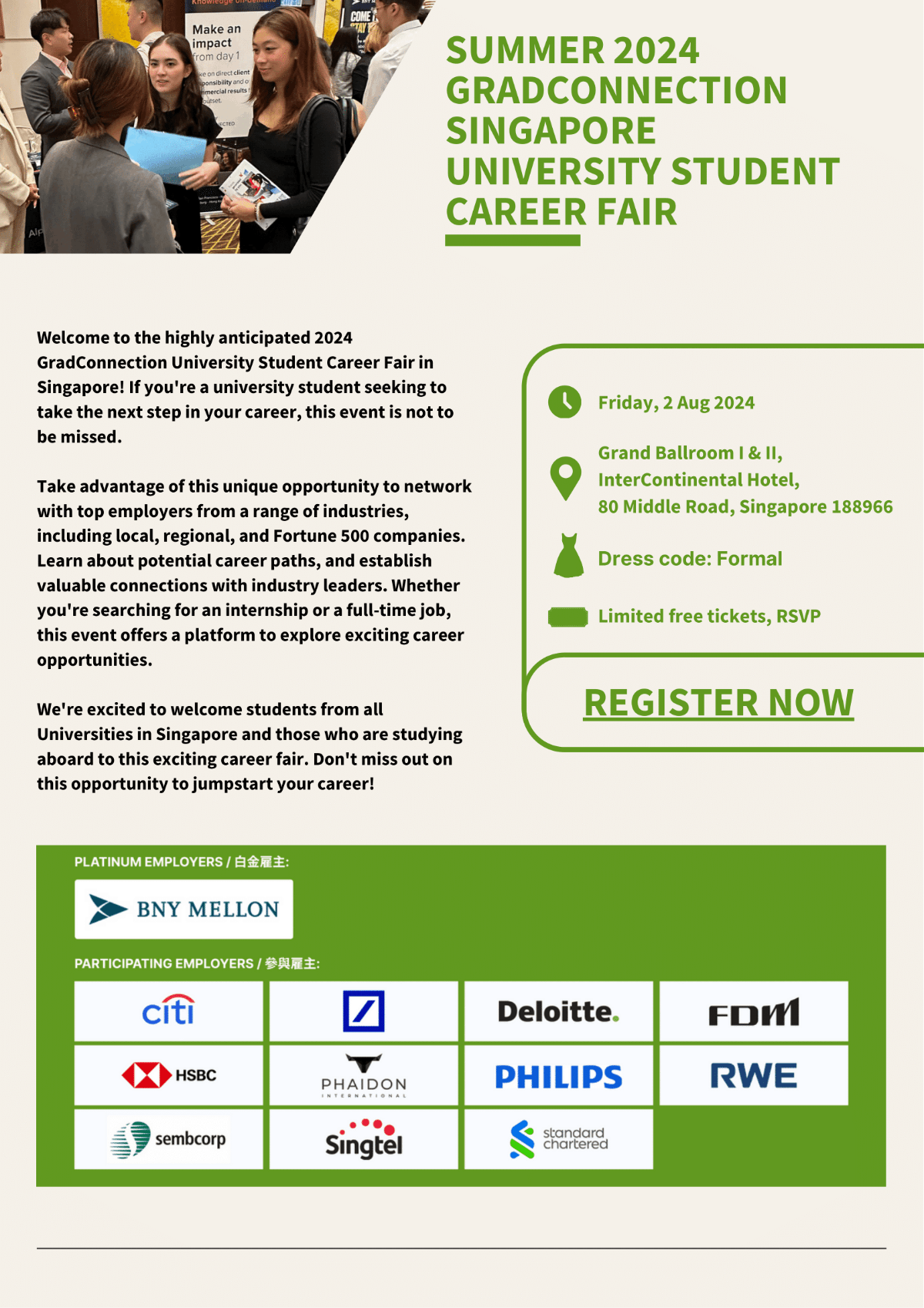 Summer 2024 GradConnection Singapore University Student Career Fair EDM image