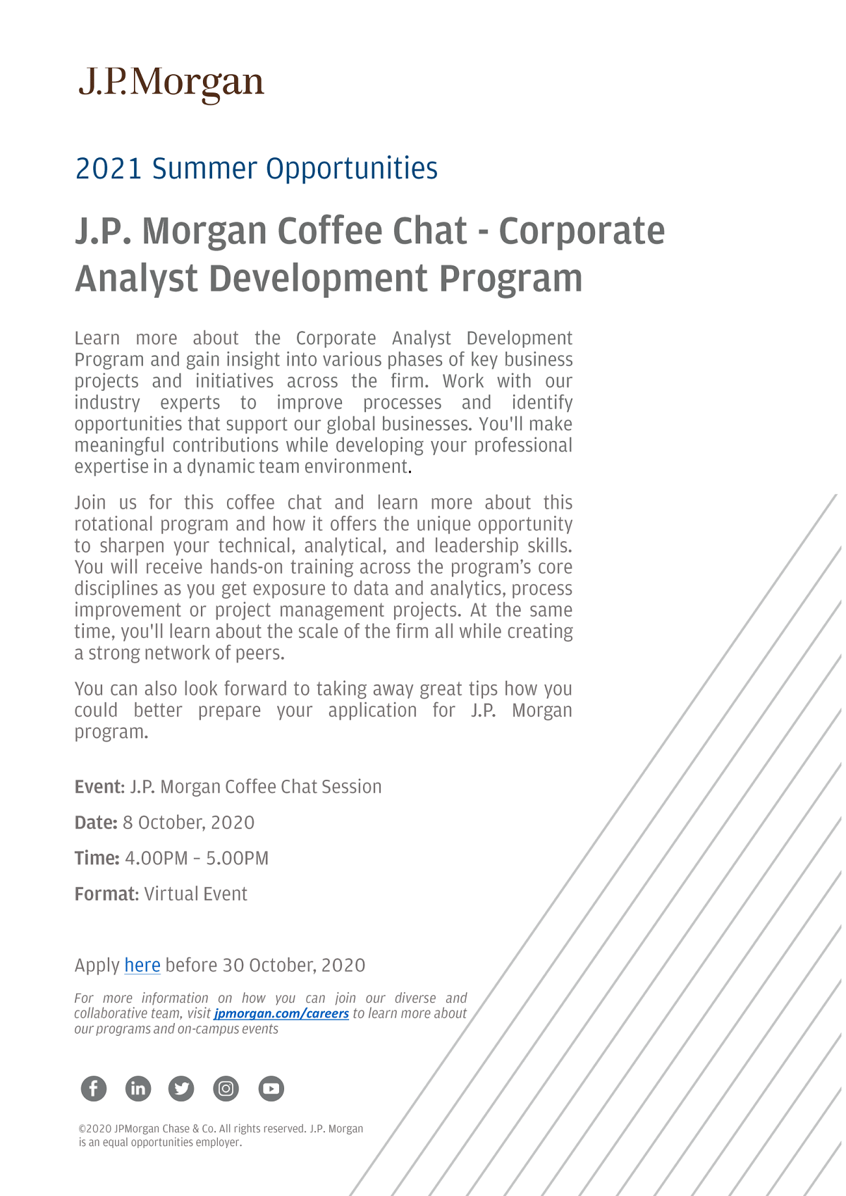 J P Morgan Coffee Chat Corporate Analyst Development Program Nus Centre For Future Ready Graduates