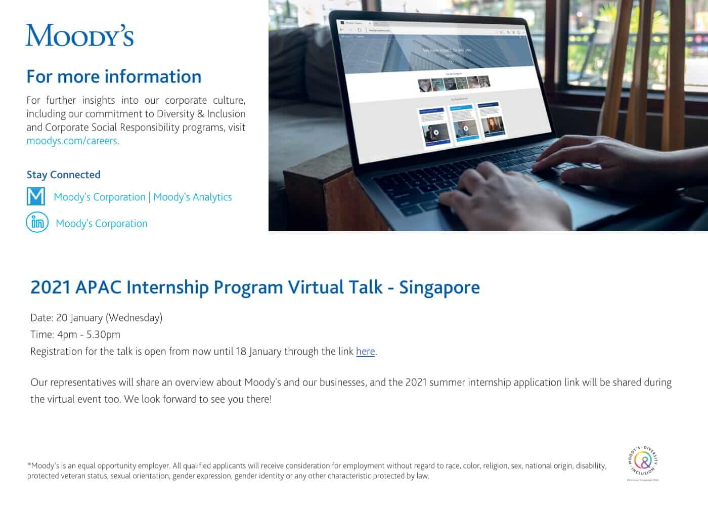 Moody's 2021 APAC Internship Program Virtual Talk NUS Centre for