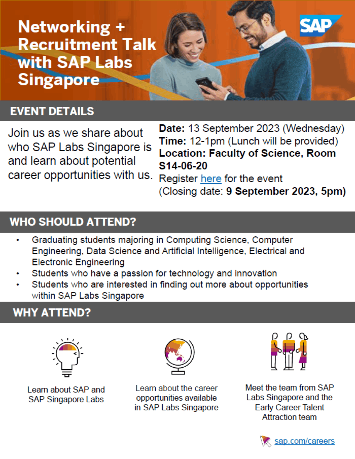 Networking & Recruitment Talk with SAP Labs Singapore NUS Centre for