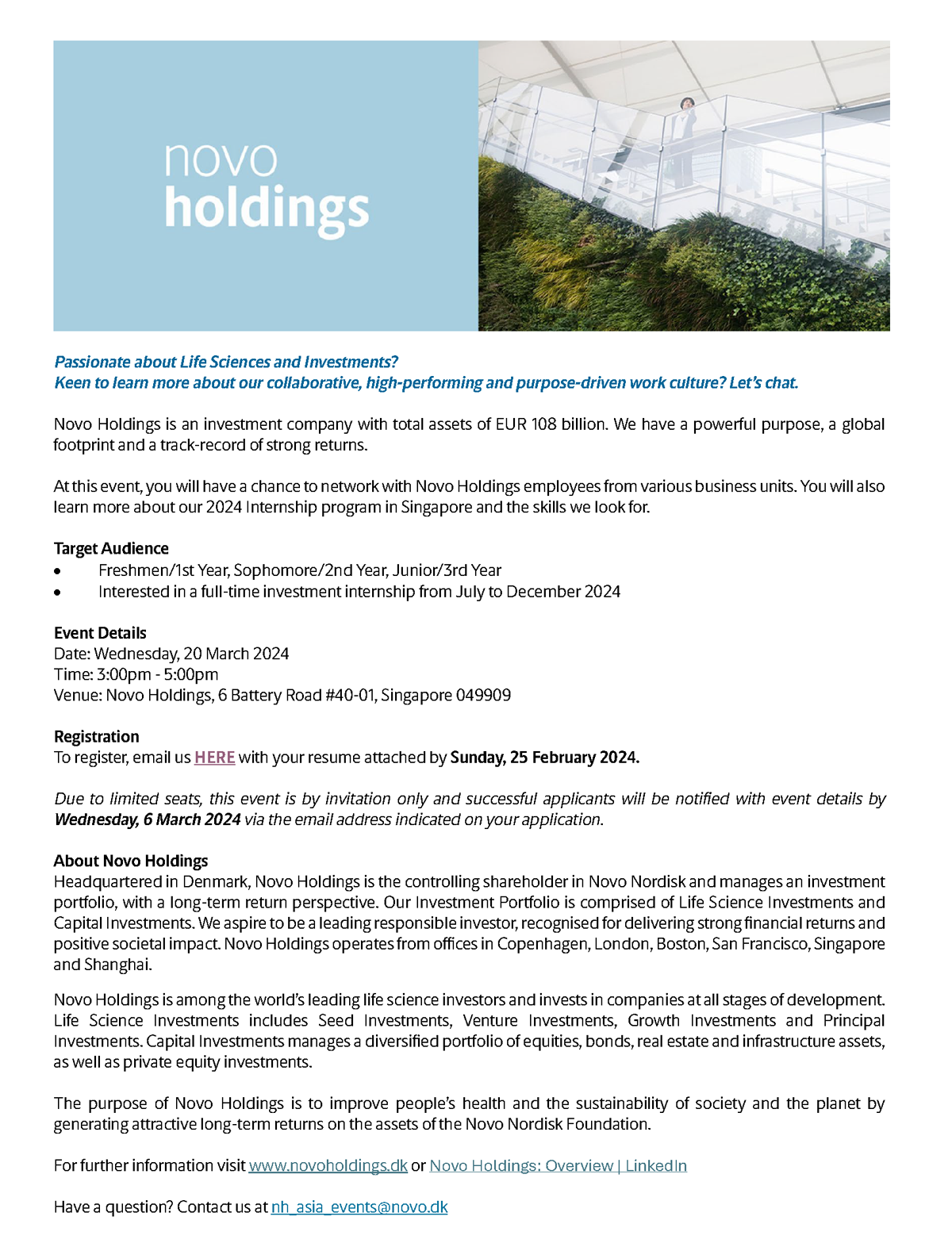 Novo Holdings Networking Coffee Chat EDM image