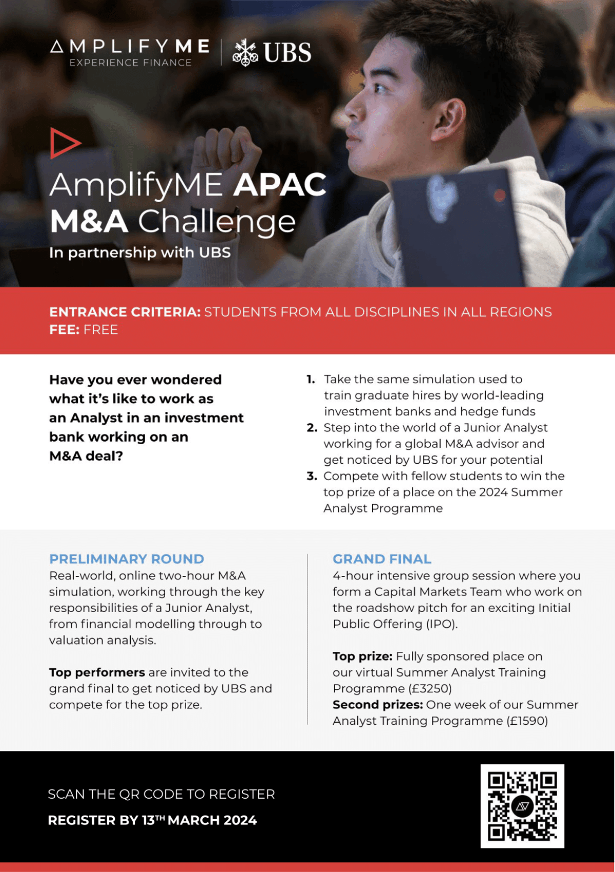 UBS X AmplifyME APAC M&A Challenge EDM image