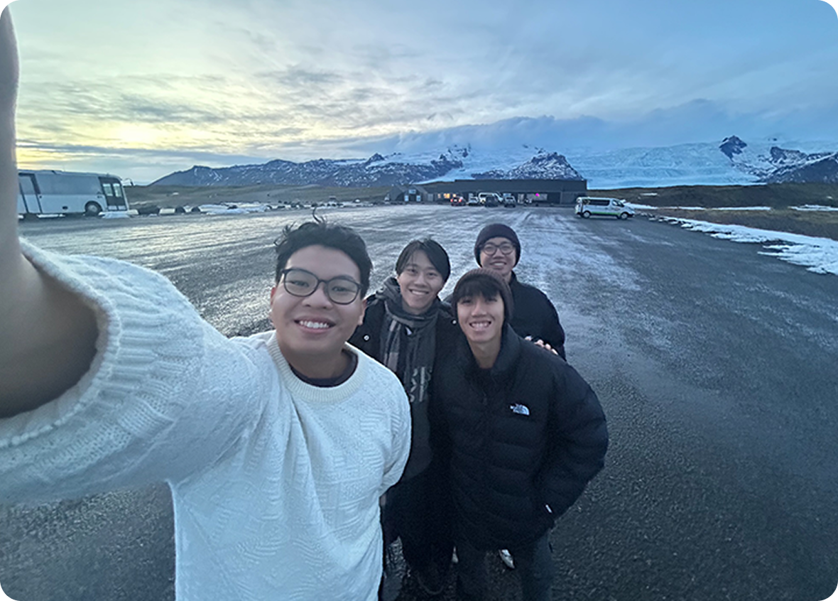 Justin with NOC friends in Iceland