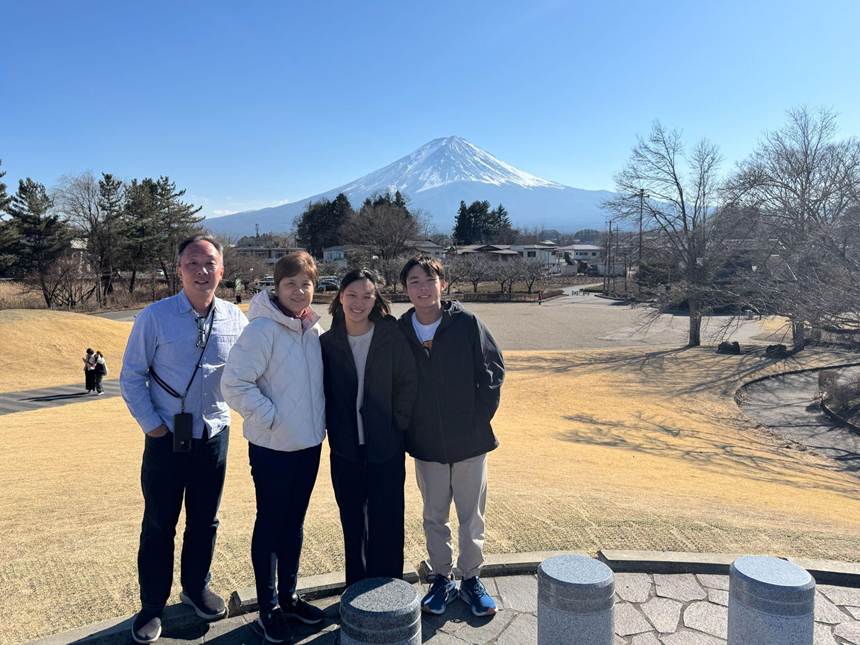 Amber and family at Mount Fuji