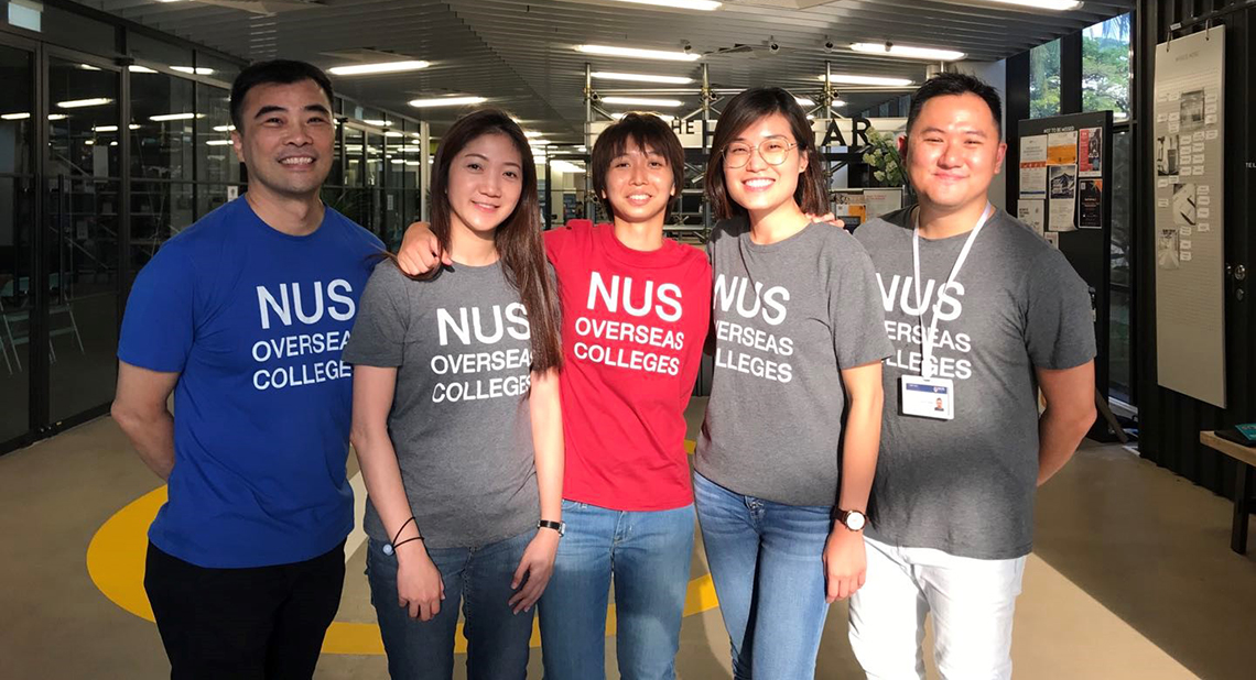Mr Ho Geer How (in blue) with fellow NUS Overseas College colleagues