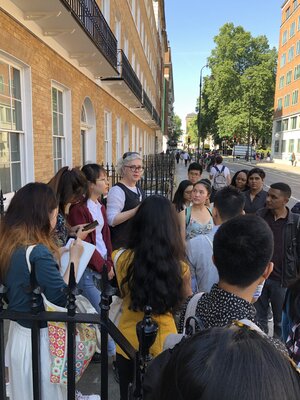 Head of Studies and Professor of Social Sciences (Urban Studies) Jane Margaret Jacobs with her students in London for LAB