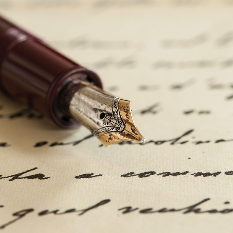fountain pen on manuscript